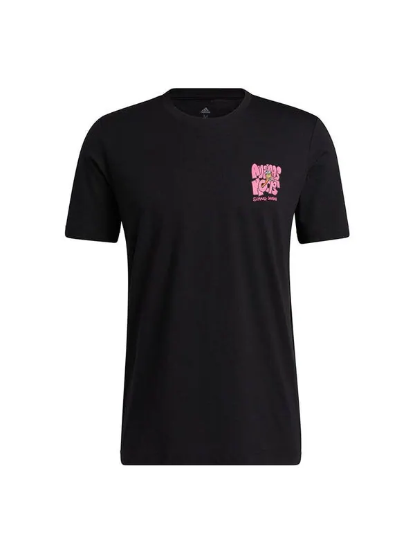 Футболка lil stripe boba funny printing logo basketball sports short sleeve black Adidas — изображение 1 из 4, черный