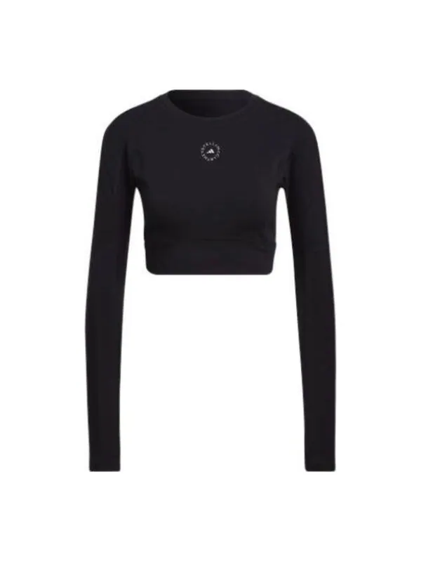 Футболка от stella mccartney truestrength укороченная футболка с длинным рукавом Adidas — изображение 1 из 3, черный