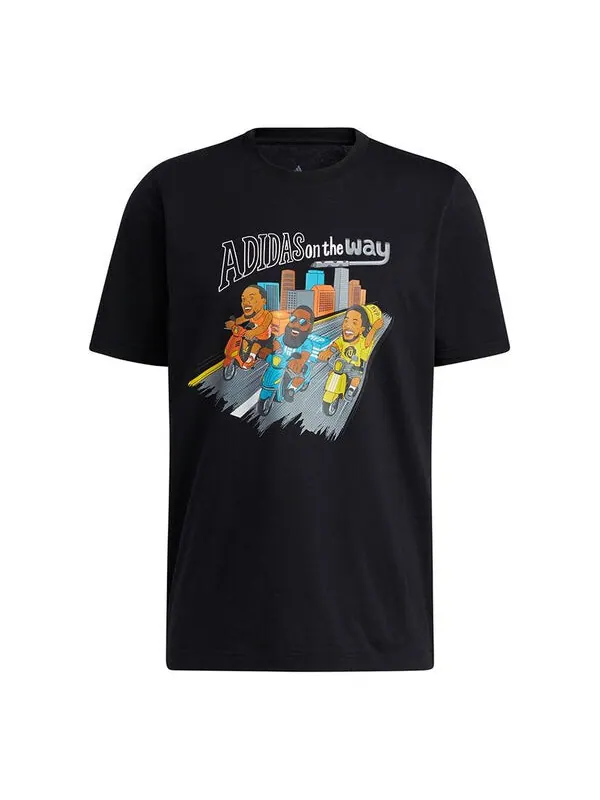 Футболка china s1 tee basketball cartoon printing sports round neck short sleeve black Adidas — изображение 1 из 4, черный