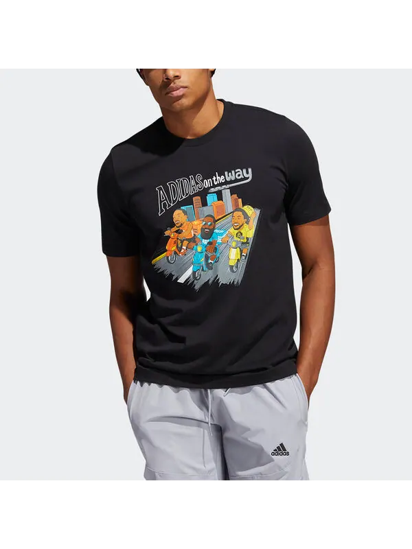Футболка china s1 tee basketball cartoon printing sports round neck short sleeve black Adidas — изображение 2 из 4, черный