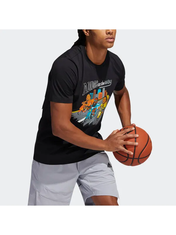 Футболка china s1 tee basketball cartoon printing sports round neck short sleeve black Adidas — изображение 4 из 4, черный