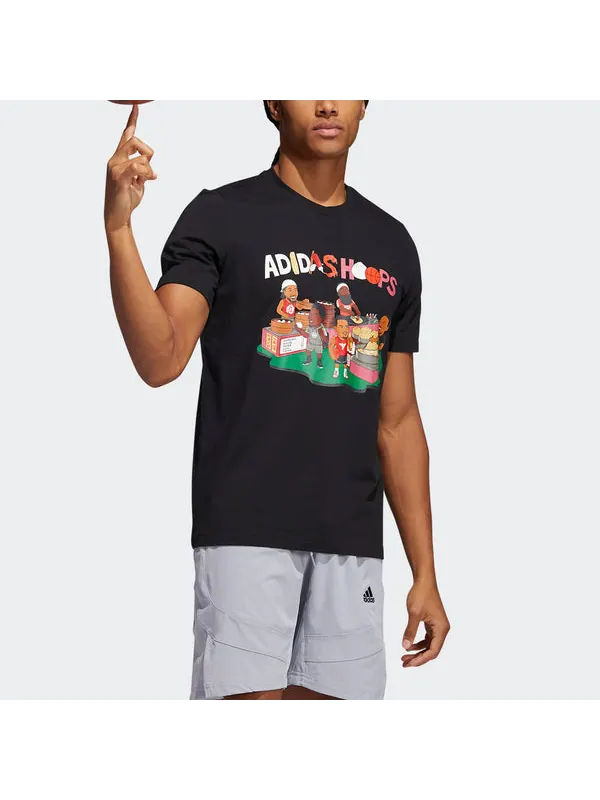 Футболка china s1 tee casual basketball sports breathable short sleeve black Adidas — изображение 4 из 4, черный