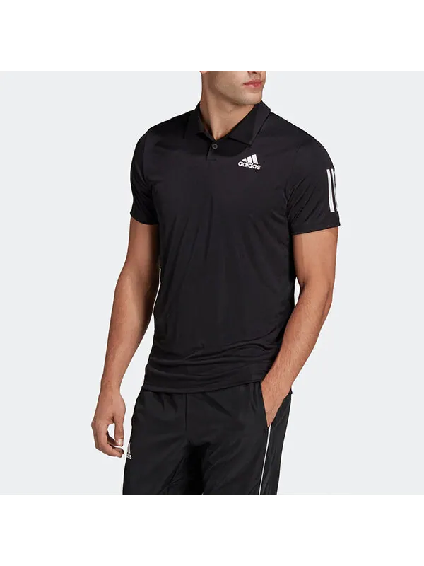 Футболка adidas Solid Color Logo Tennis Sports Short Sleeve Polo Shirt Black — изображение 2 из 4, мульти