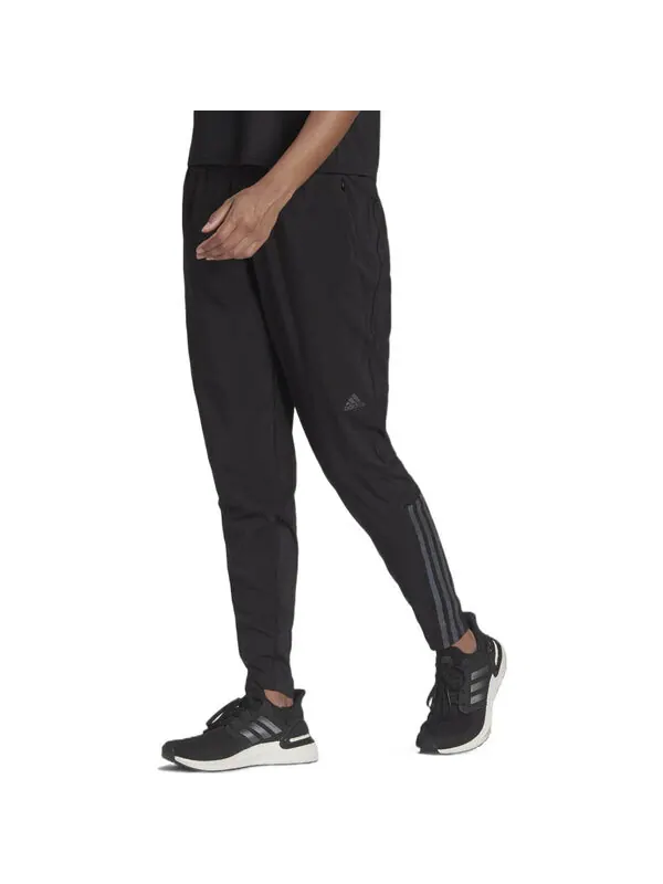 Штаны для бега с иконками 3 полоски ветрозащитный беговой штаны Adidas — изображение 3 из 4, черный