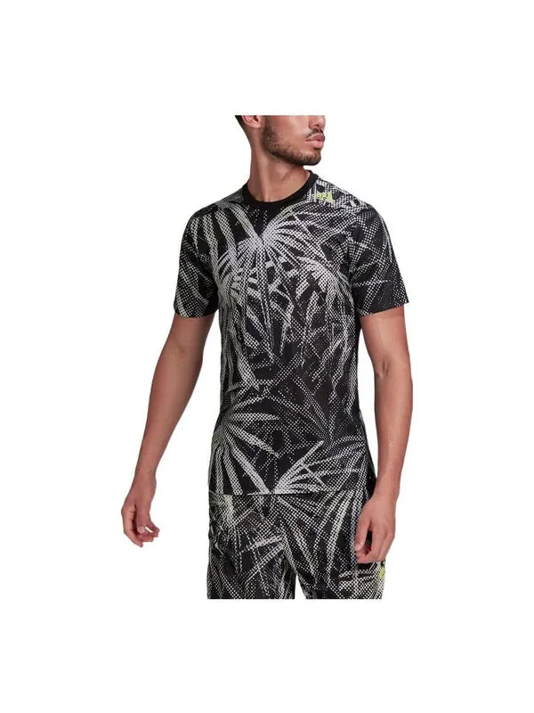 Футболка Men's adidas Plant Full Print Sports Gym Short Sleeve Black T-Shirt — изображение 1 из 1, мульти