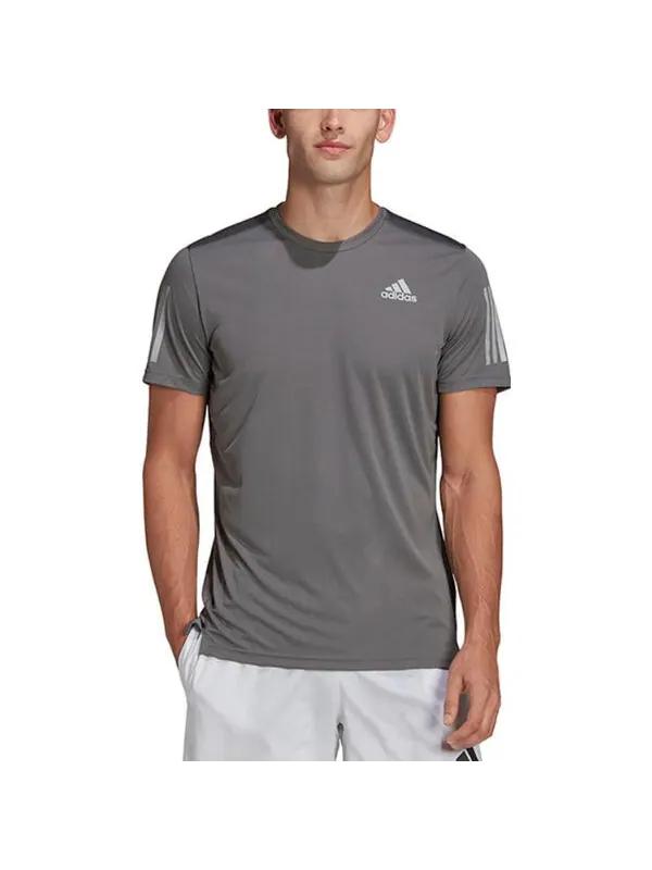 Футболка Men's adidas Fitness Training Breathable Logo Stripe Sports Short Sleeve Gray T-Shirt — изображение 2 из 4, мульти