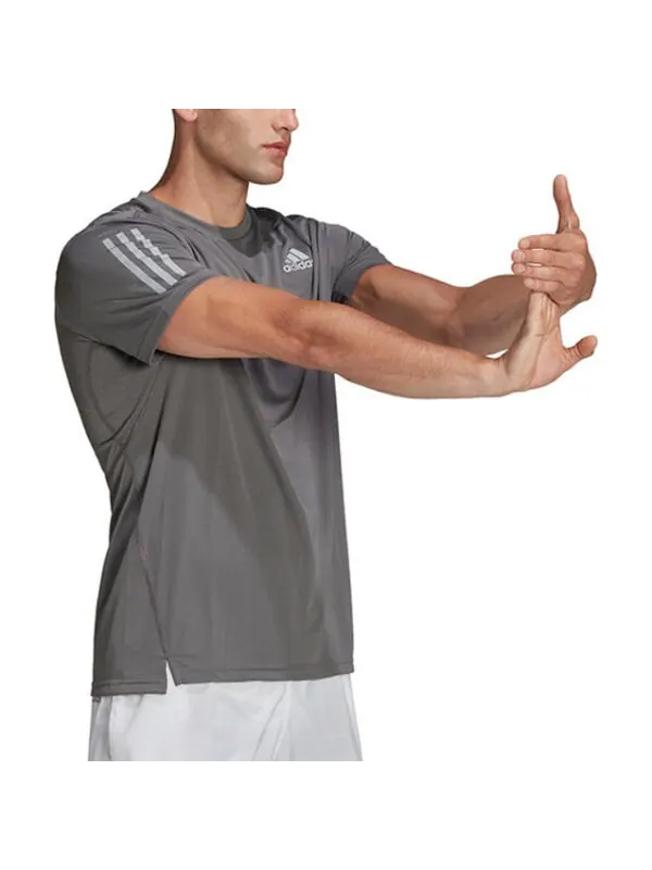 Футболка Men's adidas Fitness Training Breathable Logo Stripe Sports Short Sleeve Gray T-Shirt — изображение 4 из 4, мульти