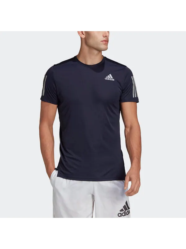 Футболка own the run sports short sleeve tee 'white' Adidas — изображение 2 из 4, синий