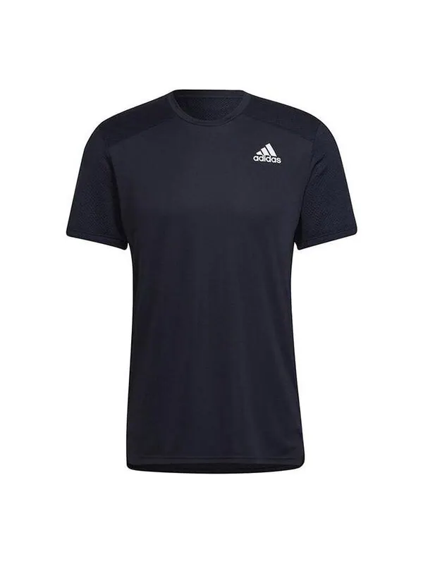 Футболка Men's adidas Solid Color Logo Round Neck Short Sleeve Ink Blue T-Shirt — изображение 1 из 4, мульти