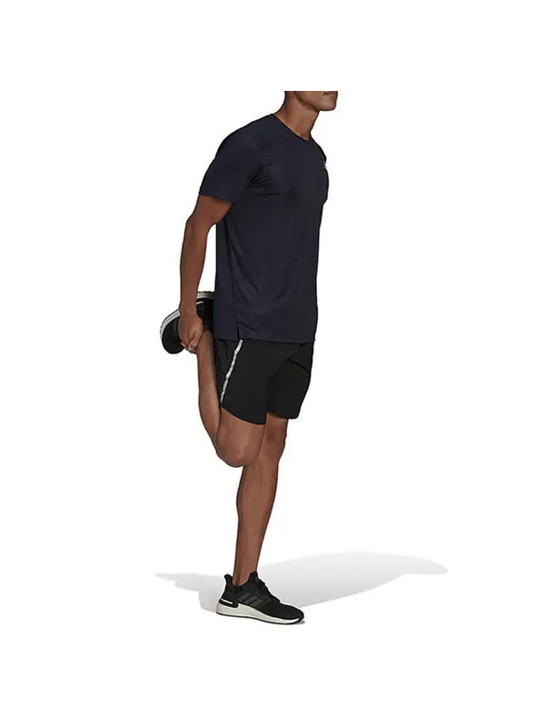Футболка Men's adidas Solid Color Logo Round Neck Short Sleeve Ink Blue T-Shirt — изображение 2 из 4, мульти