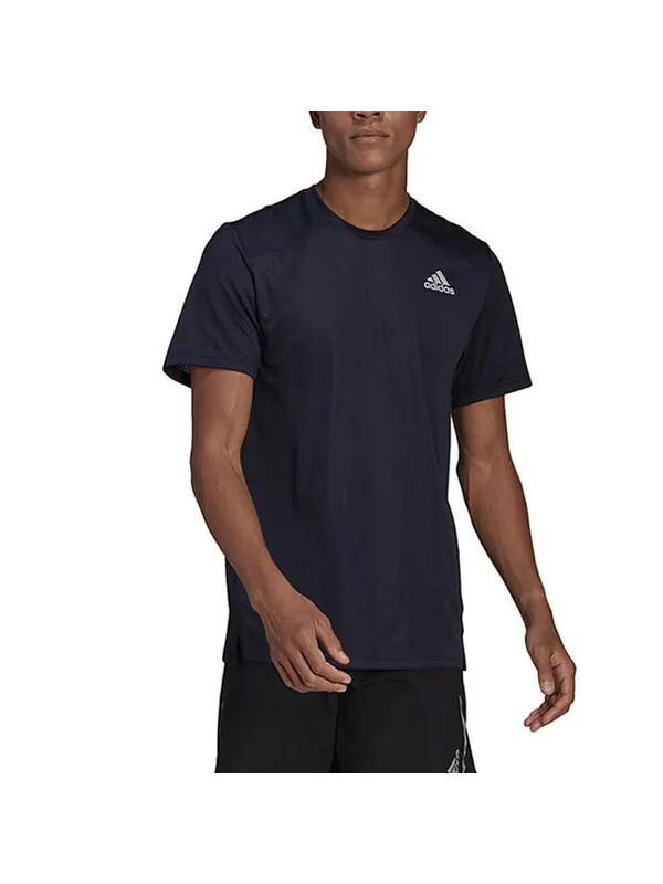 Футболка Men's adidas Solid Color Logo Round Neck Short Sleeve Ink Blue T-Shirt — изображение 3 из 4, мульти