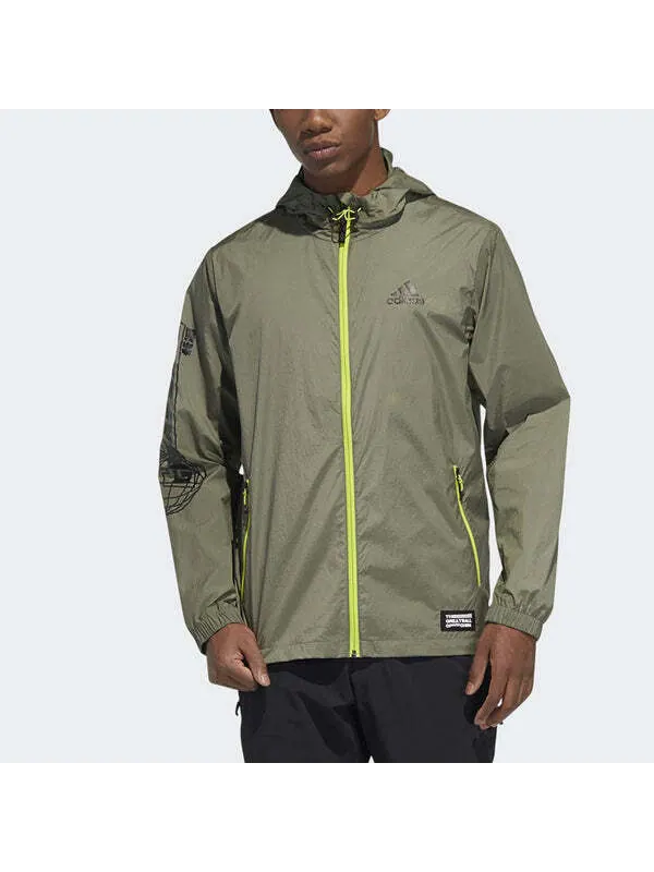 Куртка adidas Outdoor Athleisure Casual Sports Hooded Jacket Green — изображение 2 из 4, зеленый