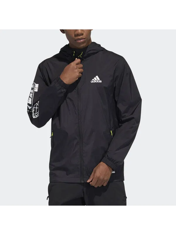 Куртка adidas Outdoor Athleisure Casual Sports Hooded Jacket Black — изображение 2 из 4, черный