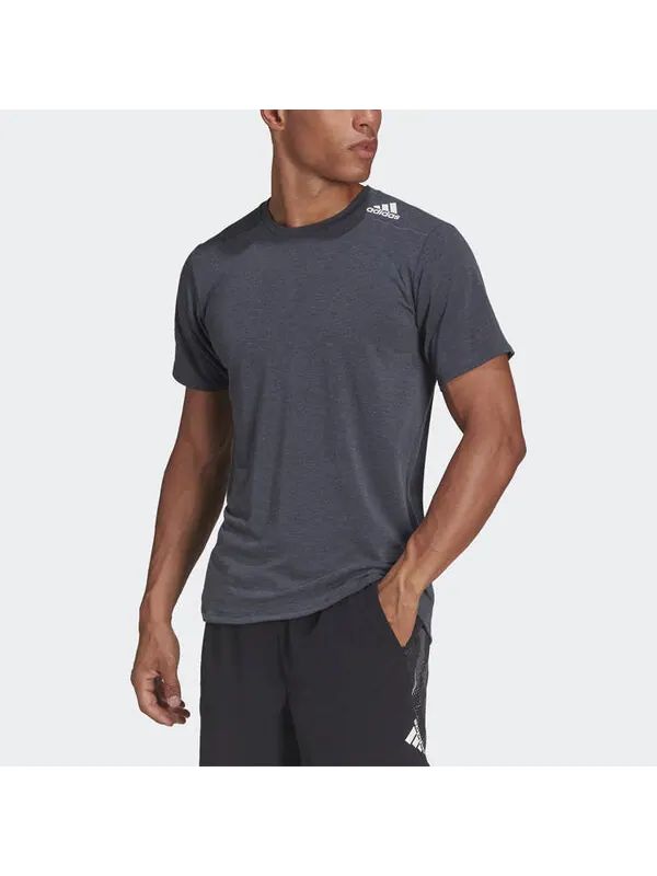 Футболка men's solid color athleisure casual sports round neck short sleeve gray t-shirt Adidas — изображение 2 из 4, серый