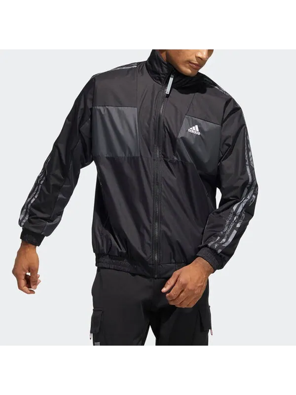 Куртка adidas limited Reversible Fleece Lined Colorblock Stand Collar logo Jacket Black — изображение 3 из 4, черный