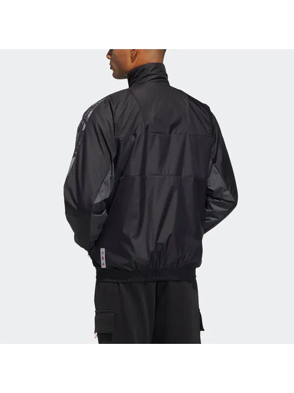 Куртка adidas limited Reversible Fleece Lined Colorblock Stand Collar logo Jacket Black — изображение 4 из 4, черный