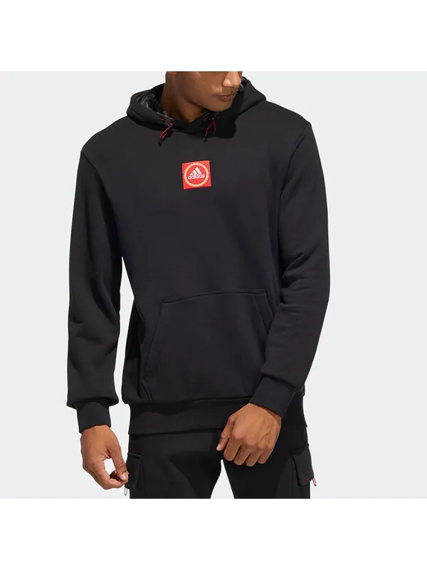 Толстовка Men's adidas Cny Gfx Hood Limited Embroidered Pattern Sports Pullover Black — изображение 3 из 4, черный