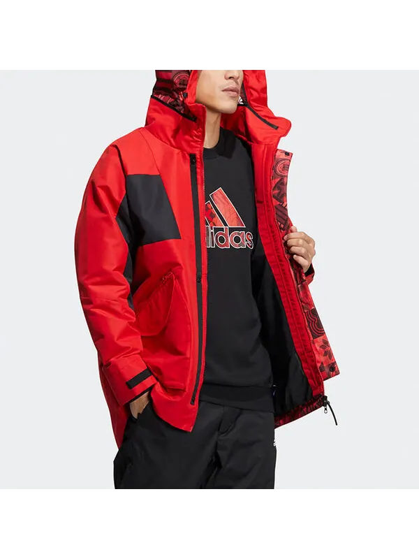 Куртка adidas Cny Top Wvjk limited Fleece Stay Warm Colorblock Hooded Jacket Red — изображение 4 из 4, красный