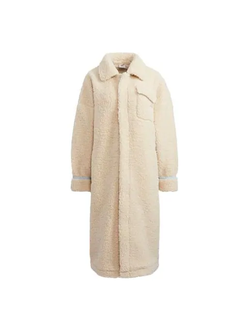 Пальто (WMNS) adidas Originals Lamb's Wool Long Coat 'Cream Yellow' — изображение 1 из 4, белый