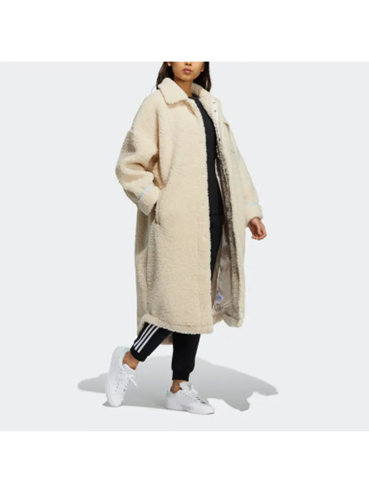 (WMNS) Длинное пальто Adidas Originals из овечьей шерсти — изображение 4 из 4, желтый