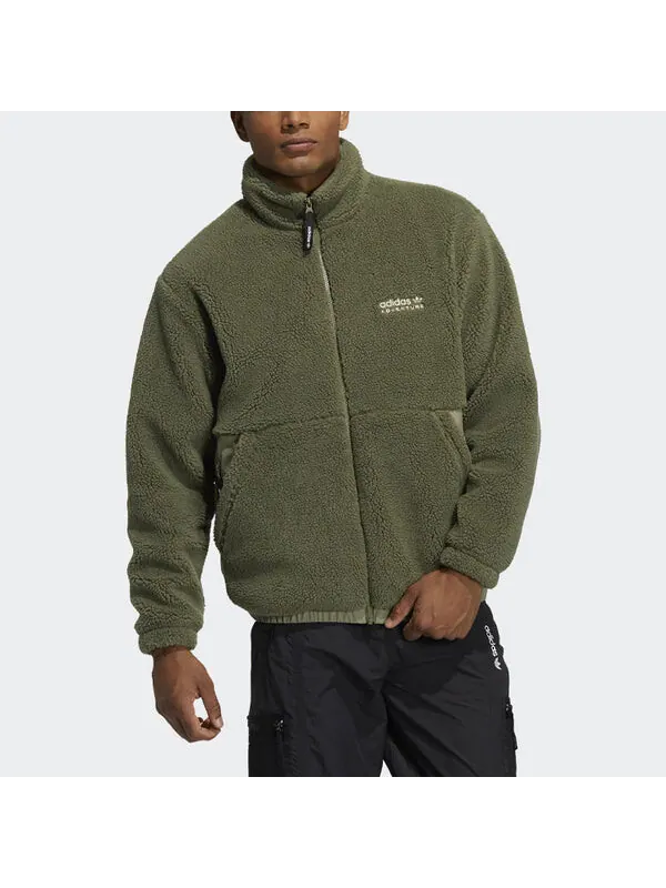 Куртка Adidas Originals Adv Sherpa Outdoor logo Sports Splicing Stand Collar — изображение 3 из 4, зеленый