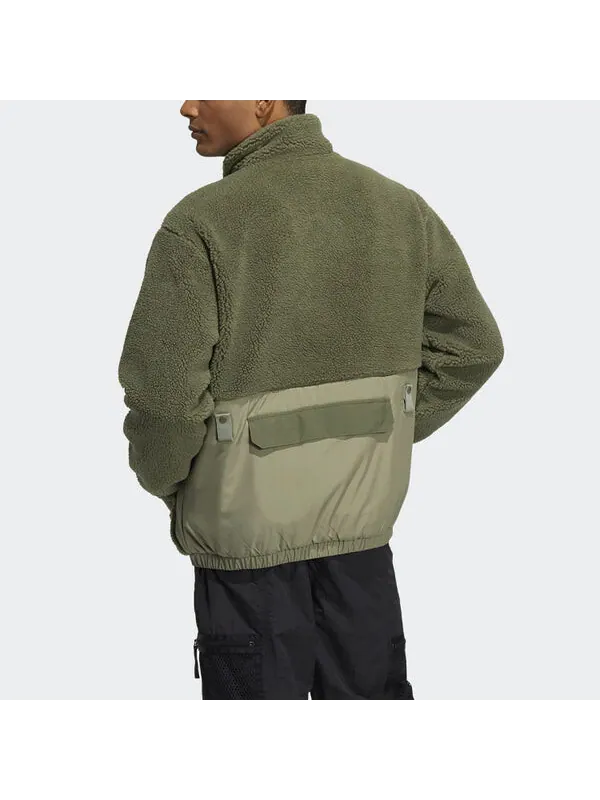 Куртка Adidas Originals Adv Sherpa Outdoor logo Sports Splicing Stand Collar — изображение 4 из 4, зеленый
