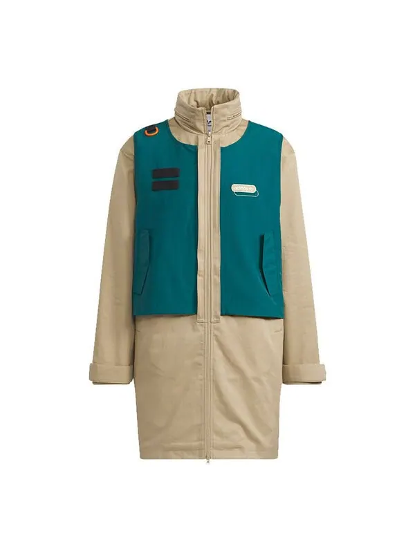 Куртка Men's adidas originals Mr Parka Detachable Contrasting Colors Vest Mid-Length Hooded logo — изображение 1 из 4, хаки