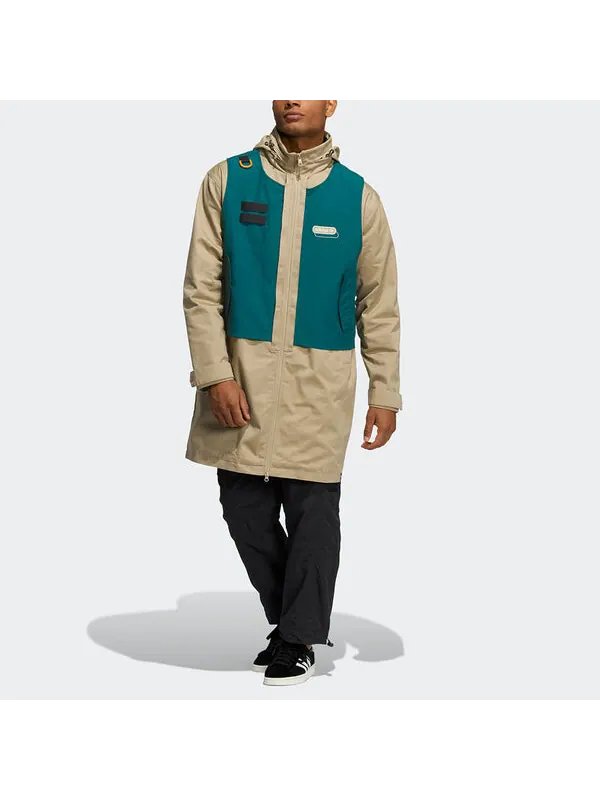 Куртка Men's adidas originals Mr Parka Detachable Contrasting Colors Vest Mid-Length Hooded logo — изображение 4 из 4, хаки