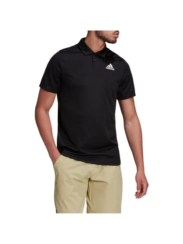 Футболка adidas Solid Color Tennis Sports Short Sleeve Polo Shirt Black — изображение 2 из 4, мульти