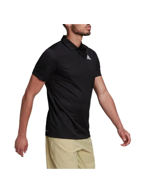 Футболка adidas Solid Color Tennis Sports Short Sleeve Polo Shirt Black — изображение 4 из 4, мульти