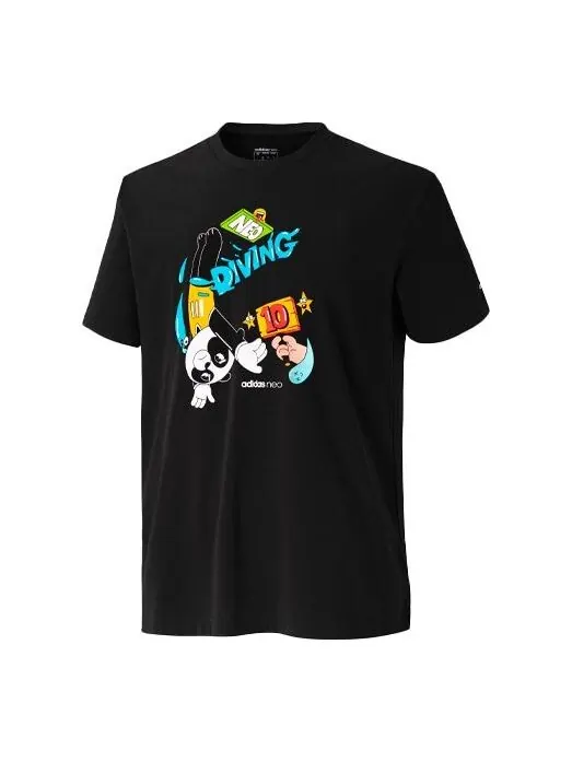 Футболка neo m sp tee 1 funny cartoon printing loose knit short sleeve black Adidas — изображение 1 из 2, черный
