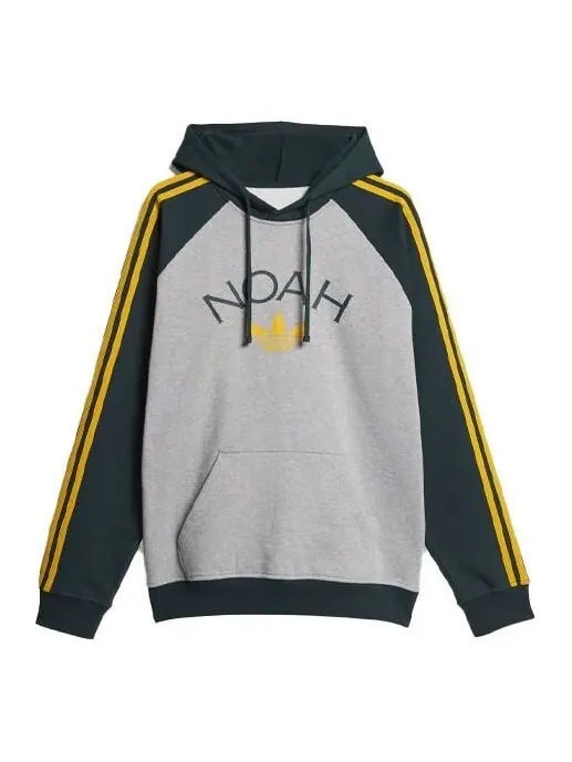 Толстовка men's originals x noah crossover 3-stripes logo printing colorblock pullover green Adidas — изображение 1 из 4