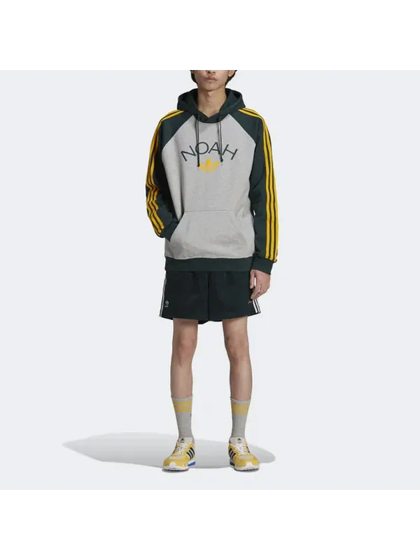 Толстовка men's originals x noah crossover 3-stripes logo printing colorblock pullover green Adidas — изображение 3 из 4