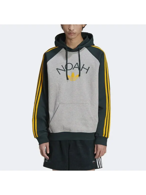 Толстовка men's originals x noah crossover 3-stripes logo printing colorblock pullover green Adidas — изображение 4 из 4