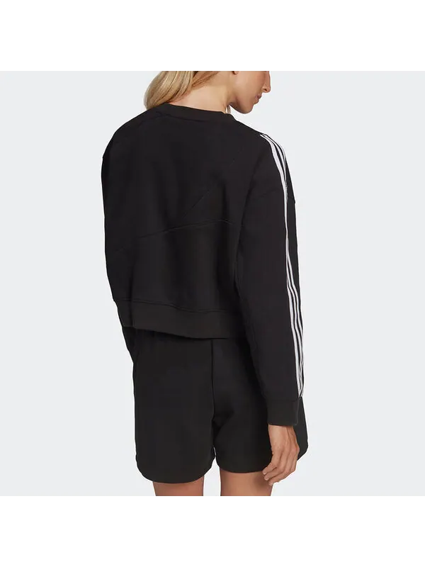 Толстовка (WMNS) Adidas Originals Splicing Logo Sweatshirt 'Black' — изображение 3 из 4, черный/белый
