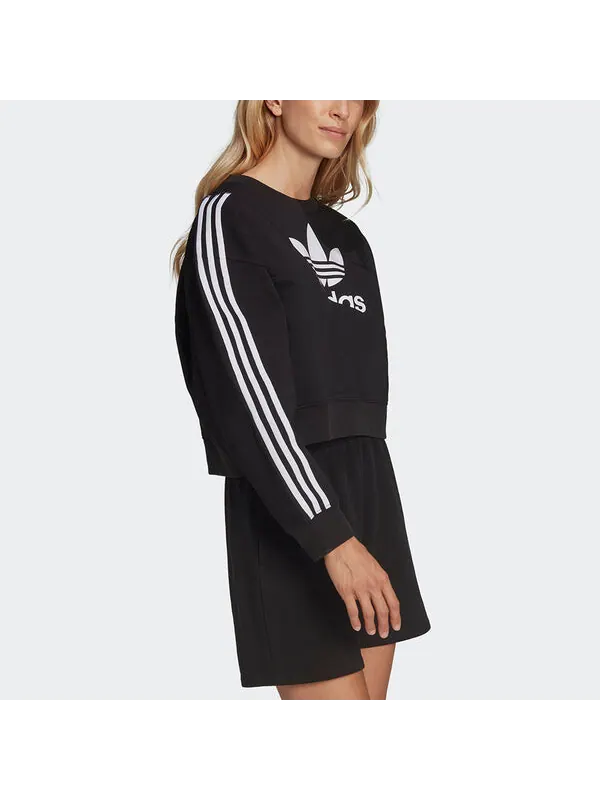 Толстовка (WMNS) Adidas Originals Splicing Logo Sweatshirt 'Black' — изображение 4 из 4, черный/белый