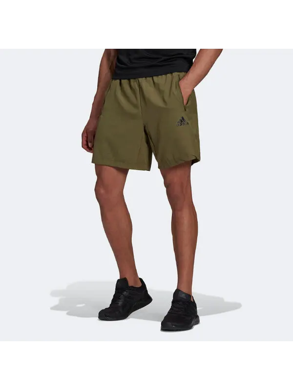 Шорты Men's adidas Solid Color Logo Sports Gym Shorts Olive Green — изображение 2 из 4, мульти