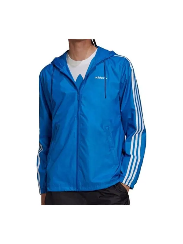 Куртка Men's adidas Solid Color Logo Stripe hooded Zipper Jacket Blue — изображение 1 из 2, мульти