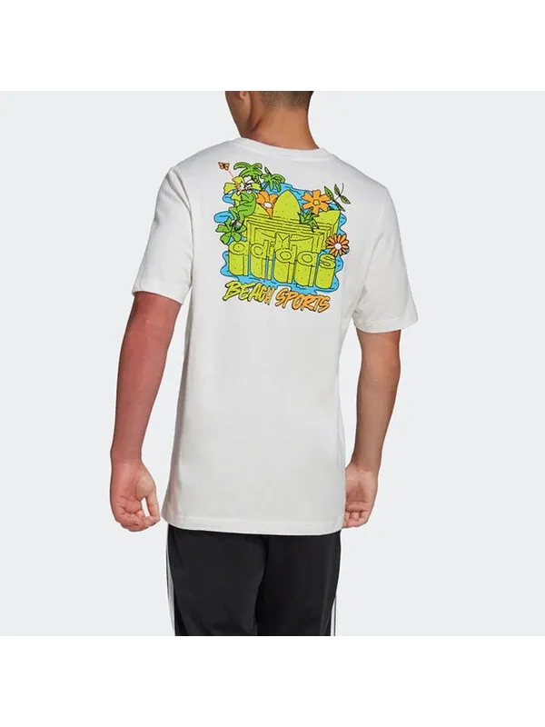 Футболка adidas originals Graphic Stoked Fish Flowers T-shirt 'White Multi-Color' — изображение 4 из 4, белый/мульти