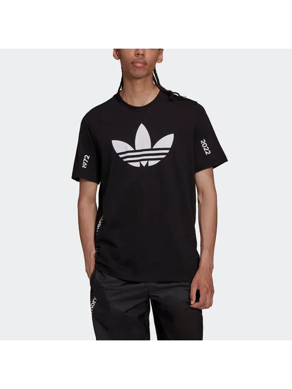 Футболка Men's adidas originals Trefoil C Tee1 Large Logo Round Neck Casual Short Sleeve Black — изображение 3 из 4, мульти