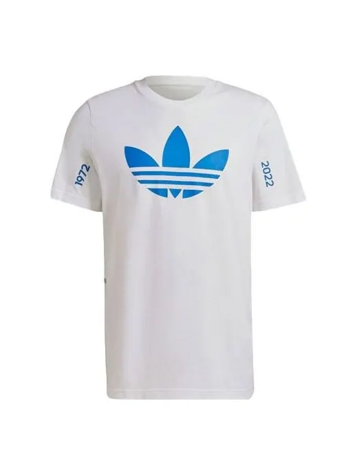 Футболка adidas originals Trefoil C Tee1 Printing Round Neck Short Sleeve White — изображение 1 из 4, мульти