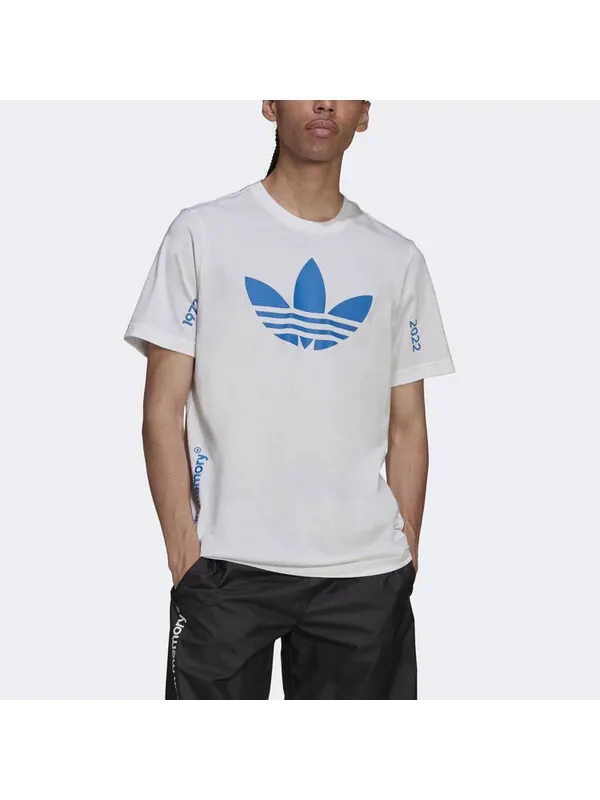 Футболка adidas originals Trefoil C Tee1 Printing Round Neck Short Sleeve White — изображение 2 из 4, мульти