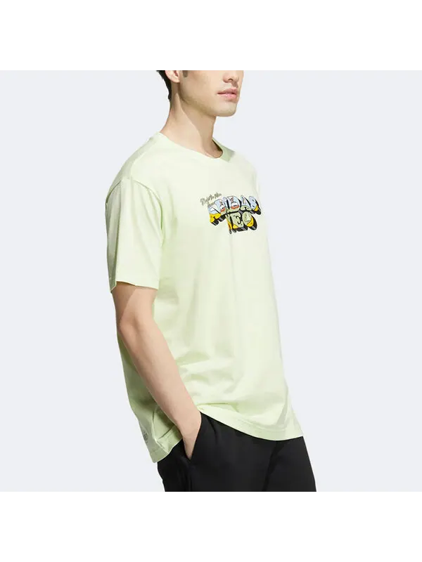 Футболка Men's adidas neo Cartoon Logo Printing Sports Short Sleeve Acid Green T-Shirt — изображение 4 из 4, мульти