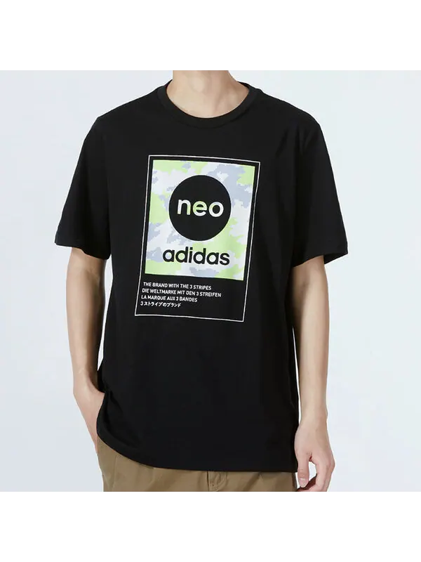 Футболка Men's adidas neo Sw Dig Logo T Athleisure Casual Sports Round Neck Large Logo Short Sleeve — изображение 3 из 4