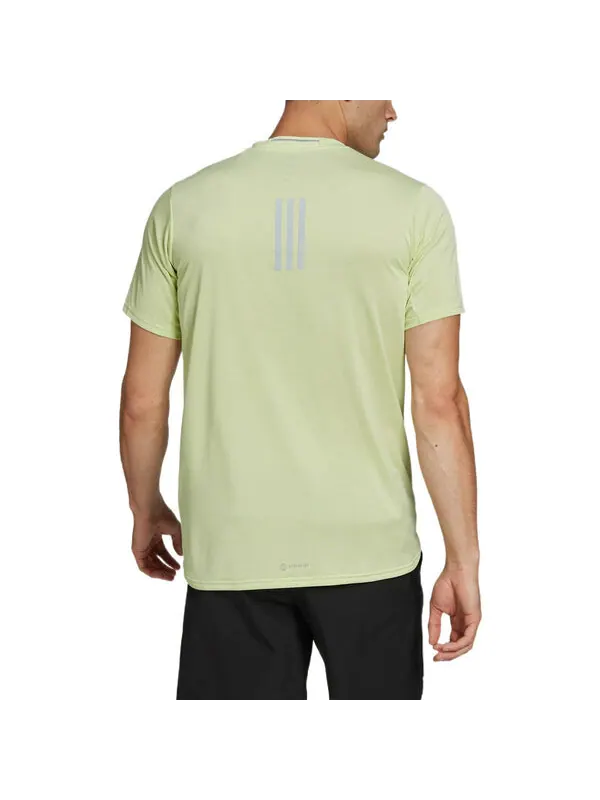 Футболка Men's adidas Solid Color Logo Sports Round Neck Short Sleeve Acid Green T-Shirt — изображение 4 из 4, мульти