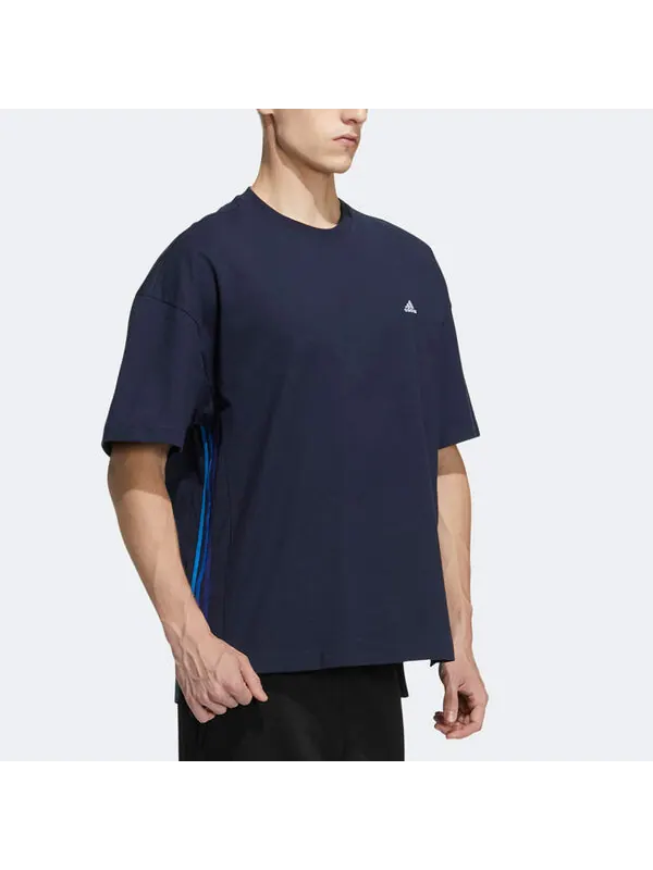 Футболка adidas M City Loose T Solid Color Logo Round Neck Short Sleeve Navy Blue — изображение 4 из 4, мульти