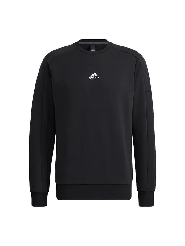 Толстовка Men's adidas Crew Sweat Logo Printing Round Neck Pullover Black — изображение 1 из 4, мульти