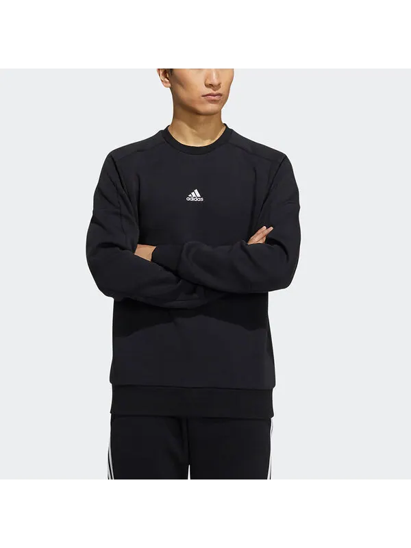 Толстовка Men's adidas Crew Sweat Logo Printing Round Neck Pullover Black — изображение 2 из 4, мульти