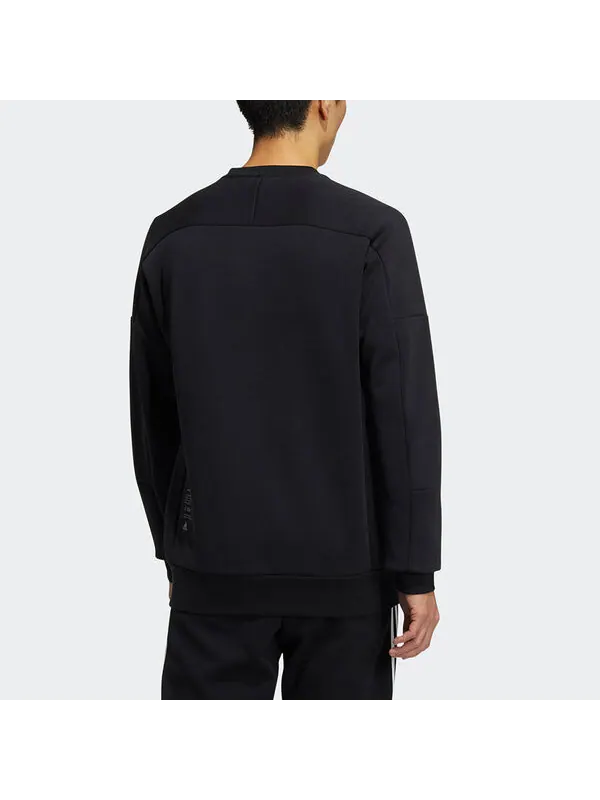 Толстовка Men's adidas Crew Sweat Logo Printing Round Neck Pullover Black — изображение 3 из 4, мульти