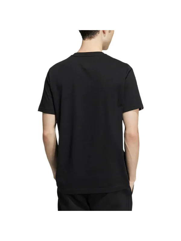 Футболка adidas neo Solid Color Logo Stripe Sports Short Sleeve Black — изображение 3 из 4, мульти